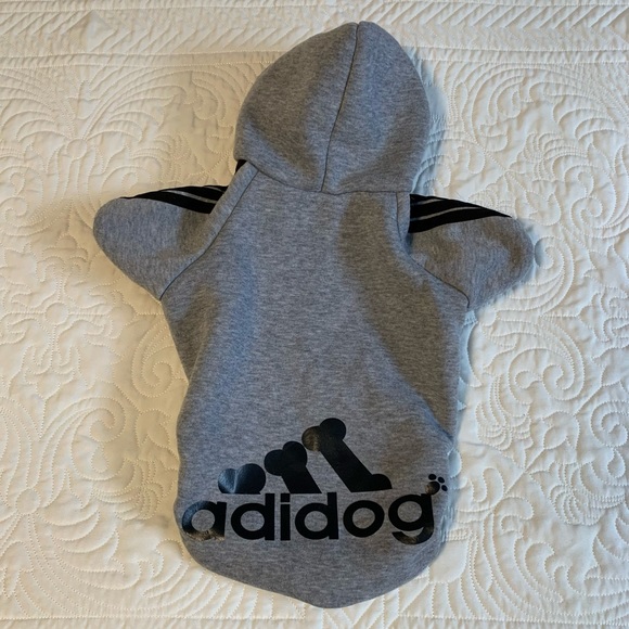 Adidog dog sweater gray XL fits 11 - 17 pound dogs fleece adidas pet - Picture 4 of 6